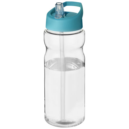 Bouteille de sport à couvercle 650ml personnalisée H2O Active® Base Translucide et Bleu aqua